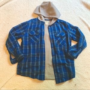 Blue Plaid Hooded Sweatshirt
